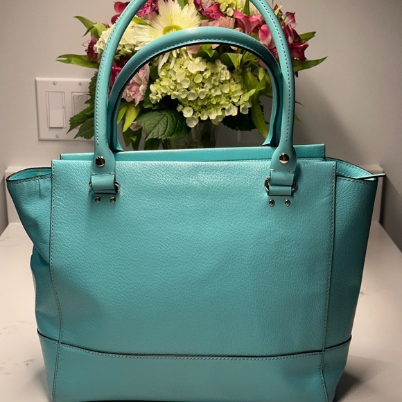 Kate Spade Wellsley Fresh Air Blue Leather Tote Bag EUC - Picture 2 of 12